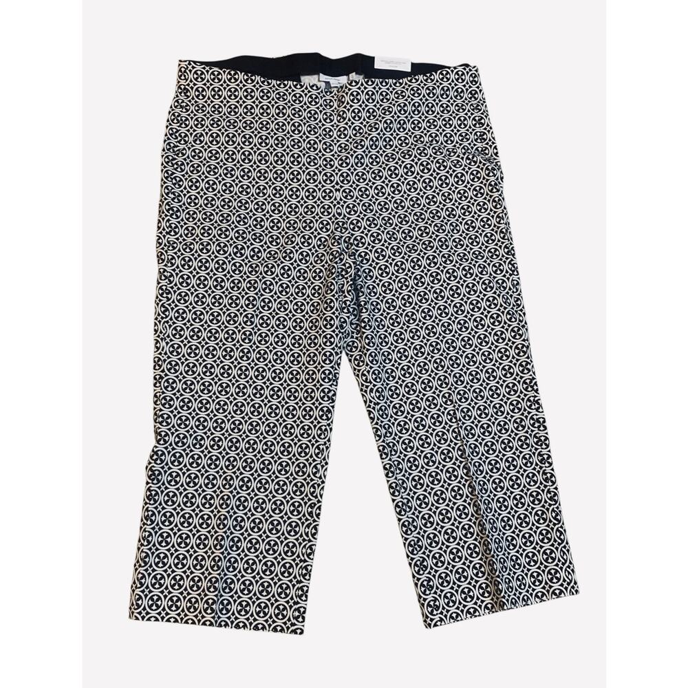 NWT Chico's Crop Pant Straight Leg Checkered Black White Pattern Size 4 XXL
